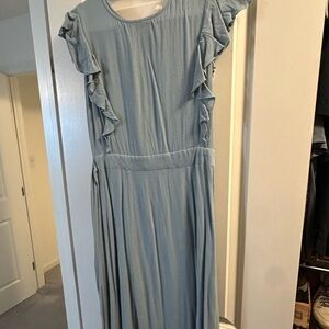 Elegant Blue Ruffle Dress